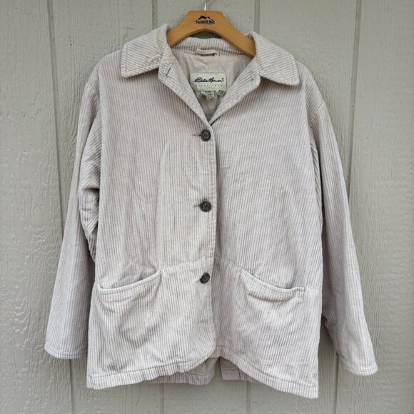 Eddie Bauer Jackets & Blazers - Vintage Eddie Bauer Corduroy Jacket Women's Petite Small Cream Barn Chore Lined